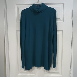 Soft Surroundings Teal Long Sleeve Turtleneck Top L
